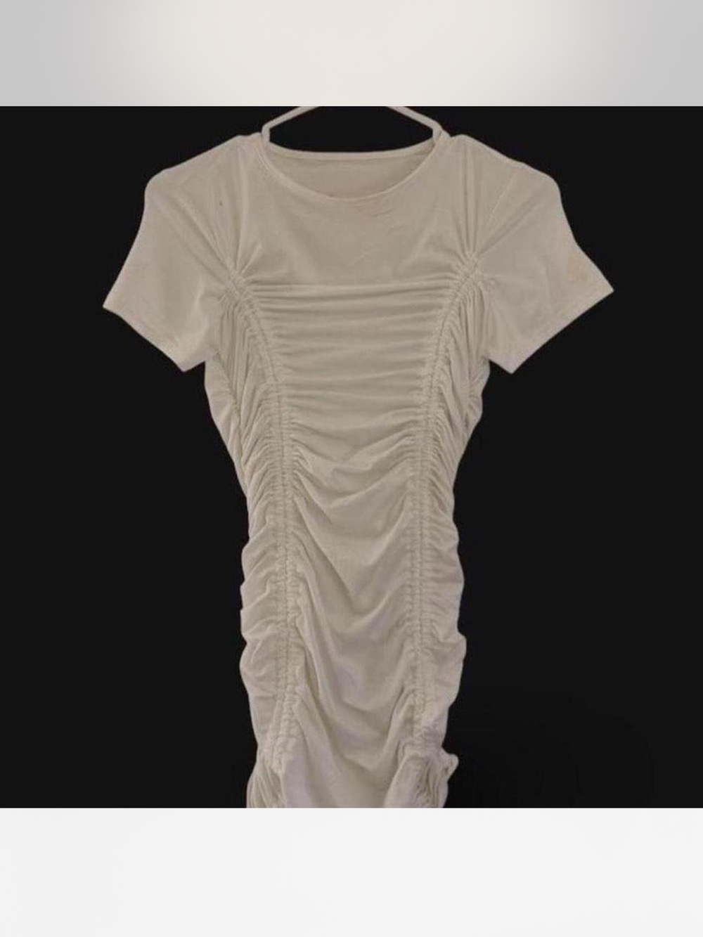 White Ruched Short-Sleeve Mini Bodycon Dress 🤍